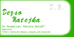 dezso matejka business card